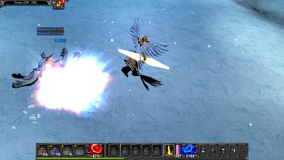 A Soul Master's spell lands. The number over the monster is the damage that got past its defense.