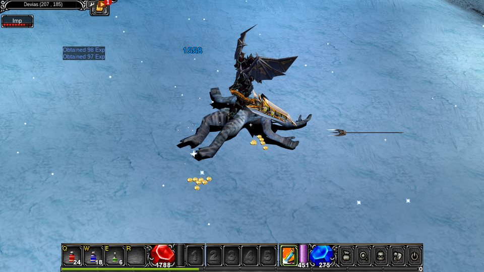 A Dark Knight's skill, with the Imp's buff on the bar